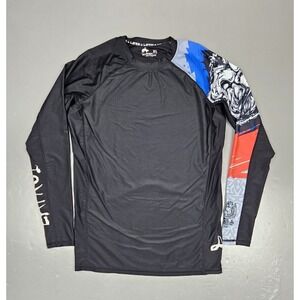 LAFROI Shirt Mens XL Black Burst Maximum Performance Rash‎ Guard Long Sleeve